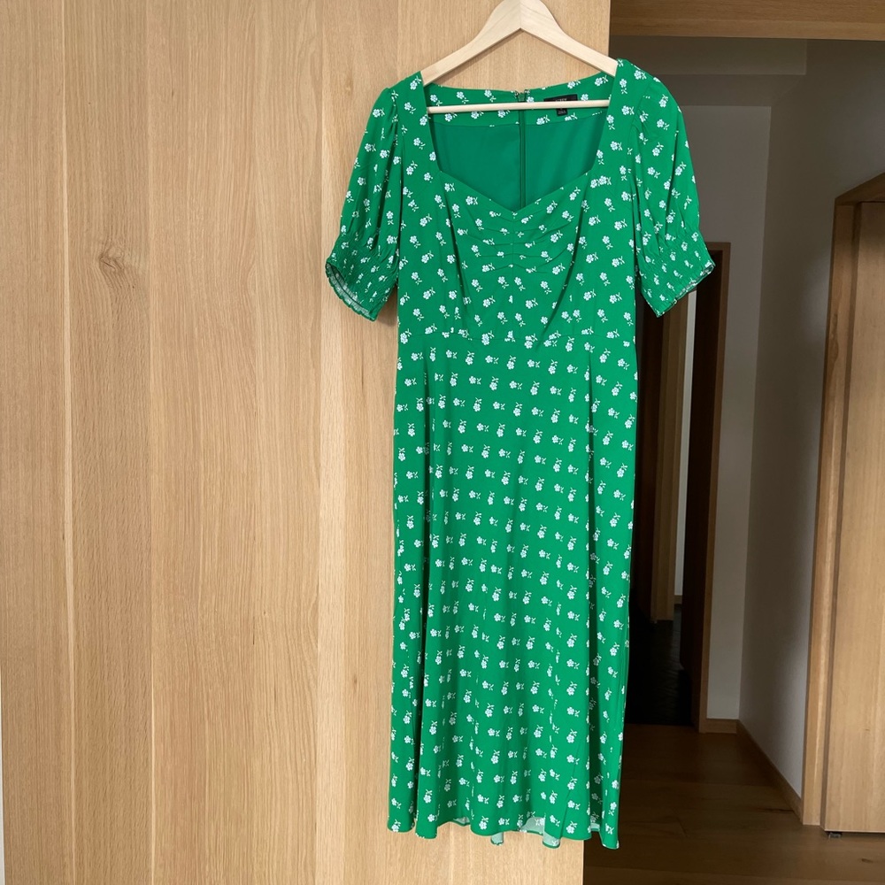 J. Crew Green Floral Midi Dress